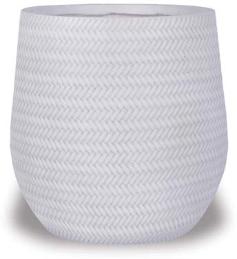 White Bamboo Finish Belly Pot w/hole Large - 17¼" H x 17¼" D