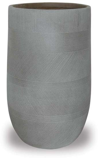 Antique Brown Varying Stripes Finish Cylinder Pot Small - 15"H X 9"D