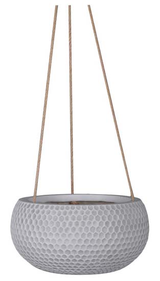 Short Honeycomb Finish Hanging Pot w/Hole White 3¾"H x 7¾"D