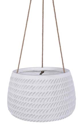 Rope Finish Hanging Pot w/Hole White - 5¼" H x 7½" D