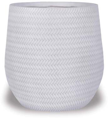 White Bamboo Finish Belly Pot w/Hole Medium - 12½" H x 12½" W