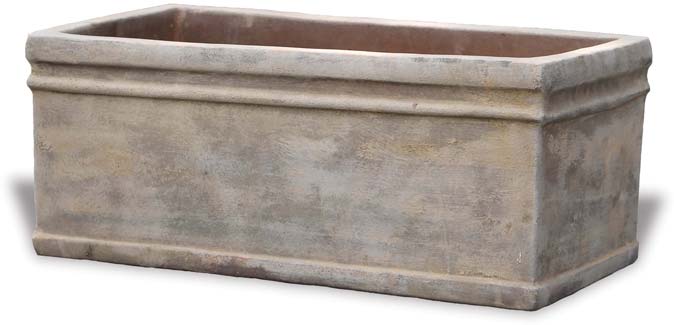 Antique Terracotta Rim Rectangle Planter Small - 4½"H x 5¾"W x 10"L